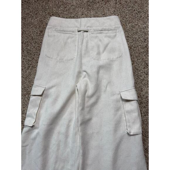 TORN by Ronny Kobo Bernee White Wide Leg Linen Blend Cargo size Women's Small - Picture 12 of 14